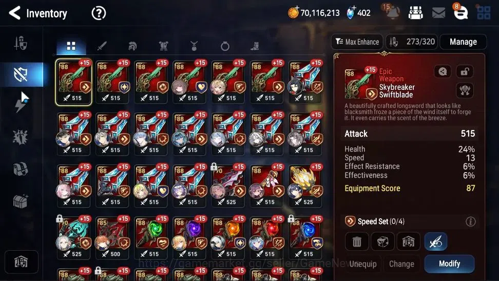 Epic Seven Accounts Starter Asia UnVerif|25 ML(Zio,LC Bellona,AB Vildred,Witch Tenebria,Etc)+Rinak,Setsuka,AB Fumyr,Etc|AUTO 19