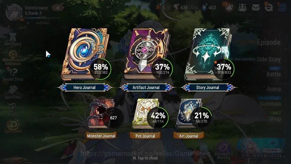 Epic Seven Accounts Starter Asia UnVerif|25 ML(Zio,LC Bellona,AB Vildred,Witch Tenebria,Etc)+Rinak,Setsuka,AB Fumyr,Etc|AUTO 3
