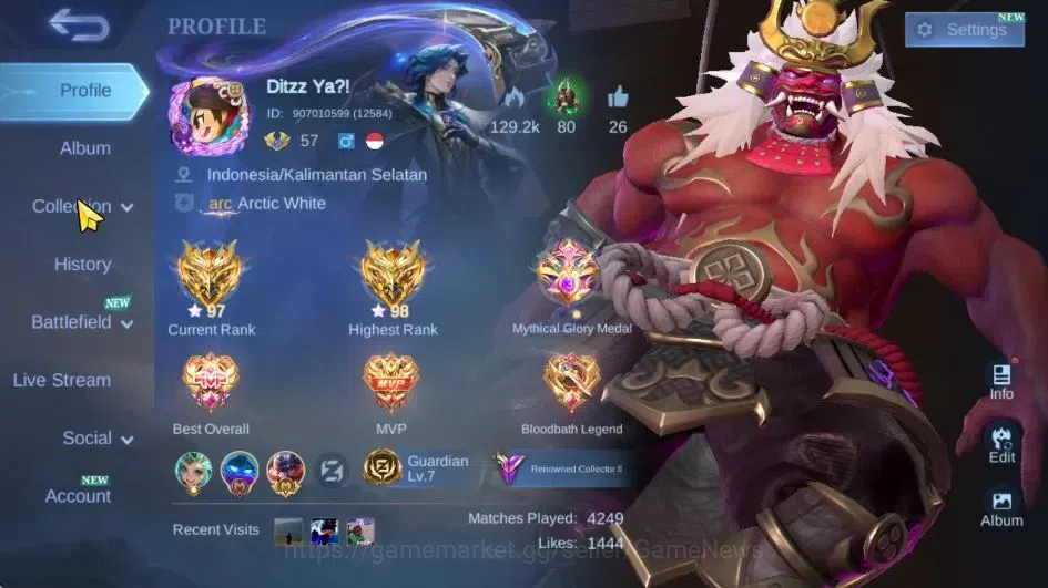 Mobile Legends: Bang Bang Accounts Hero 128|Skin 284|Legend Franco,TF Roger,KOF Karin image 1