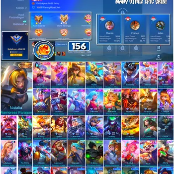 Mobile Legends: Bang Bang Accounts #4666 156 Skins | Badang Pegasus Seiya (SAINT SEIYA) | Natalia Warrioress Paragon