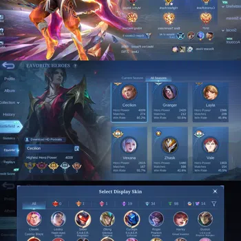 Mobile Legends: Bang Bang Accounts High Rank #01|Global| Ex Glory Account /full details skin in the image