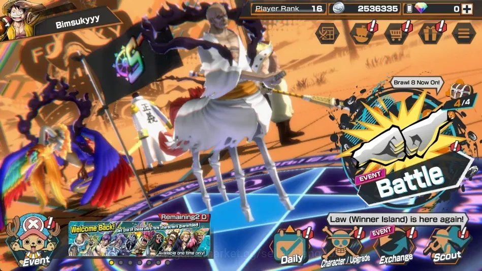 One Piece Bounty Rush Accounts High-End Android |PR 16|8 EX|D.Luffy,St.Marcus 1