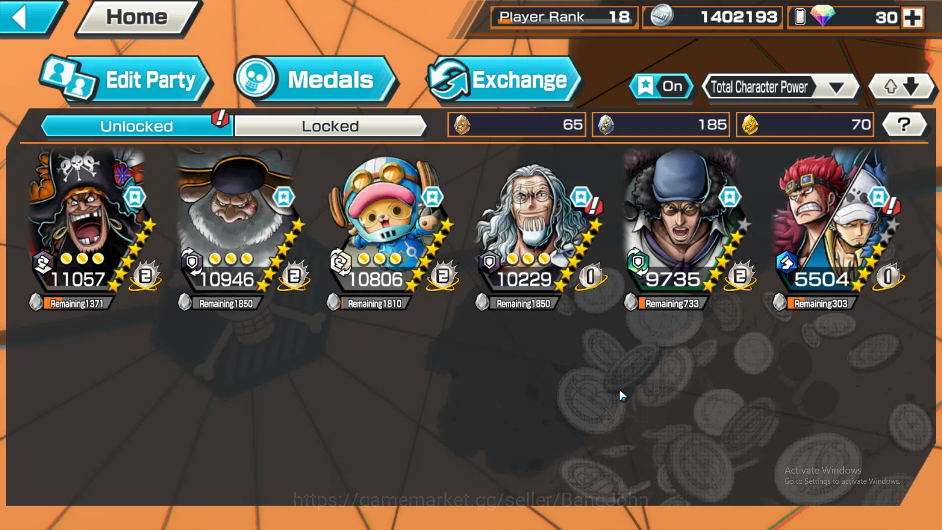 One Piece Bounty Rush Accounts GLOBAL |5 ex, kid n law onighasima, ST saturn, fou image 3