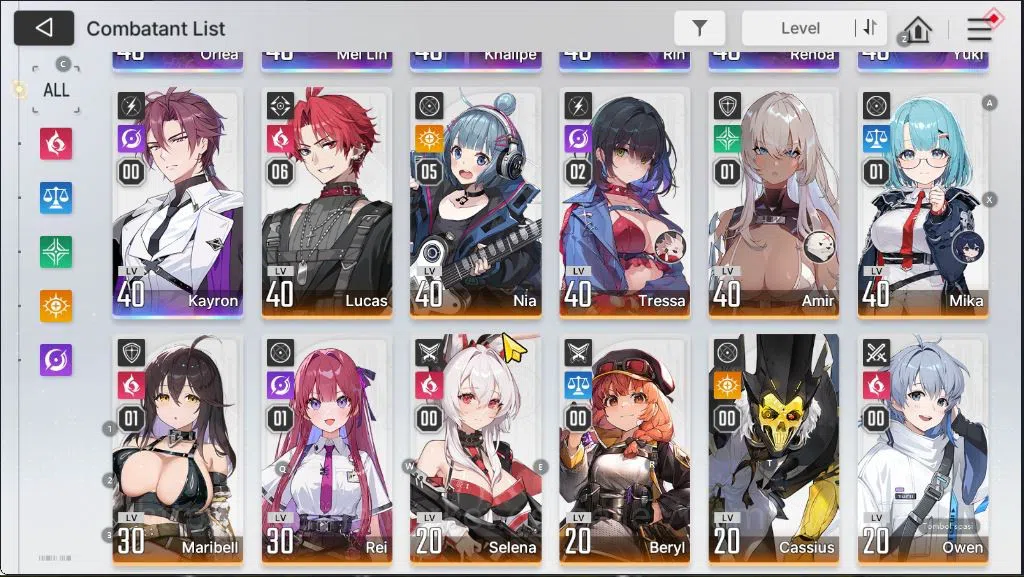 Chaos Zero Nightmare Accounts GLOBAL Lv40|7 SSR(OrleaM1,Mei LinM1, Khalipe,Rin,Renoa,Yuki,Kayron 4