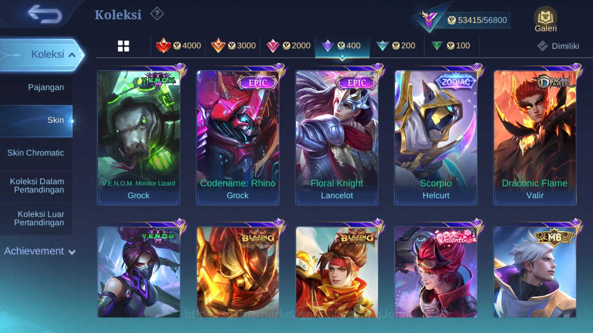 Mobile Legends: Bang Bang Accounts Others Hero 102 | cc jawhead | cc natalia | luckybox roger | lightborn tigreal | zodiac 10