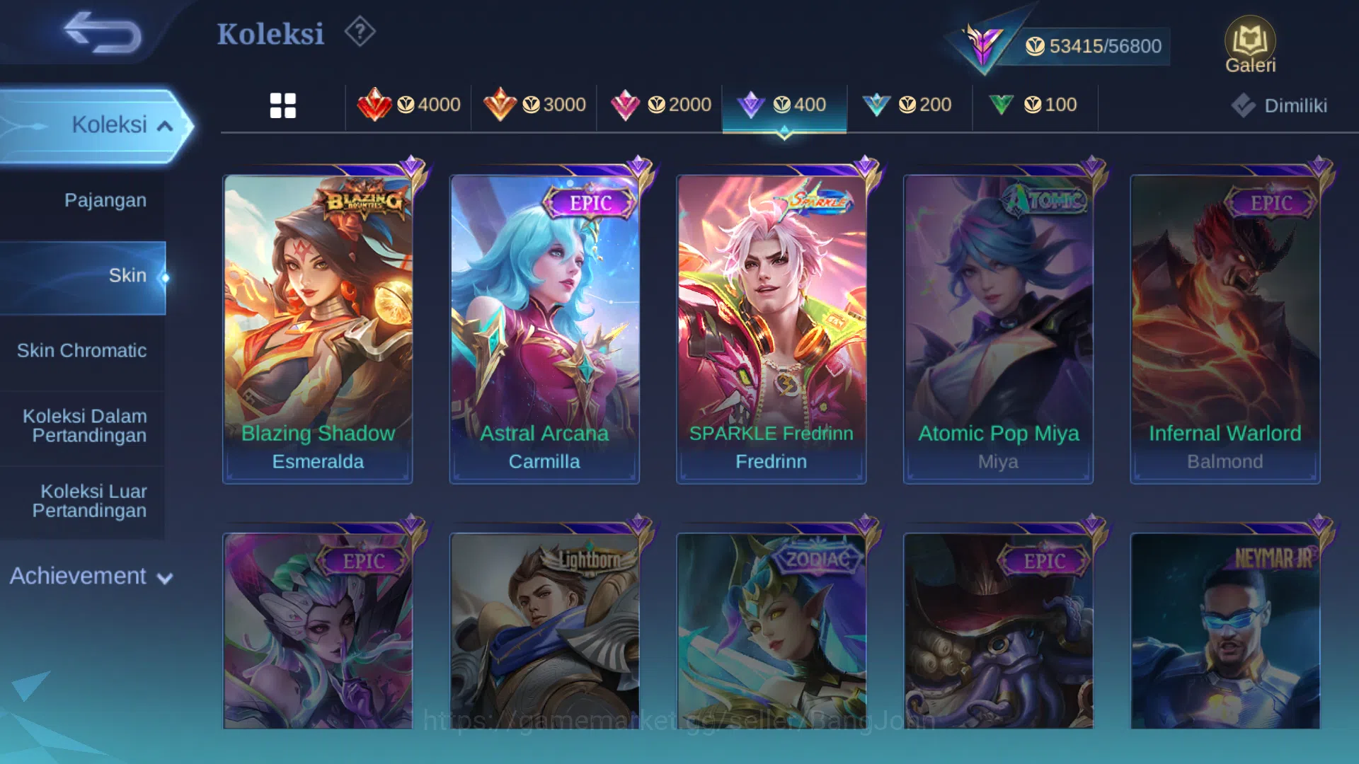 Mobile Legends: Bang Bang Accounts Others Hero 102 | cc jawhead | cc natalia | luckybox roger | lightborn tigreal | zodiac 12