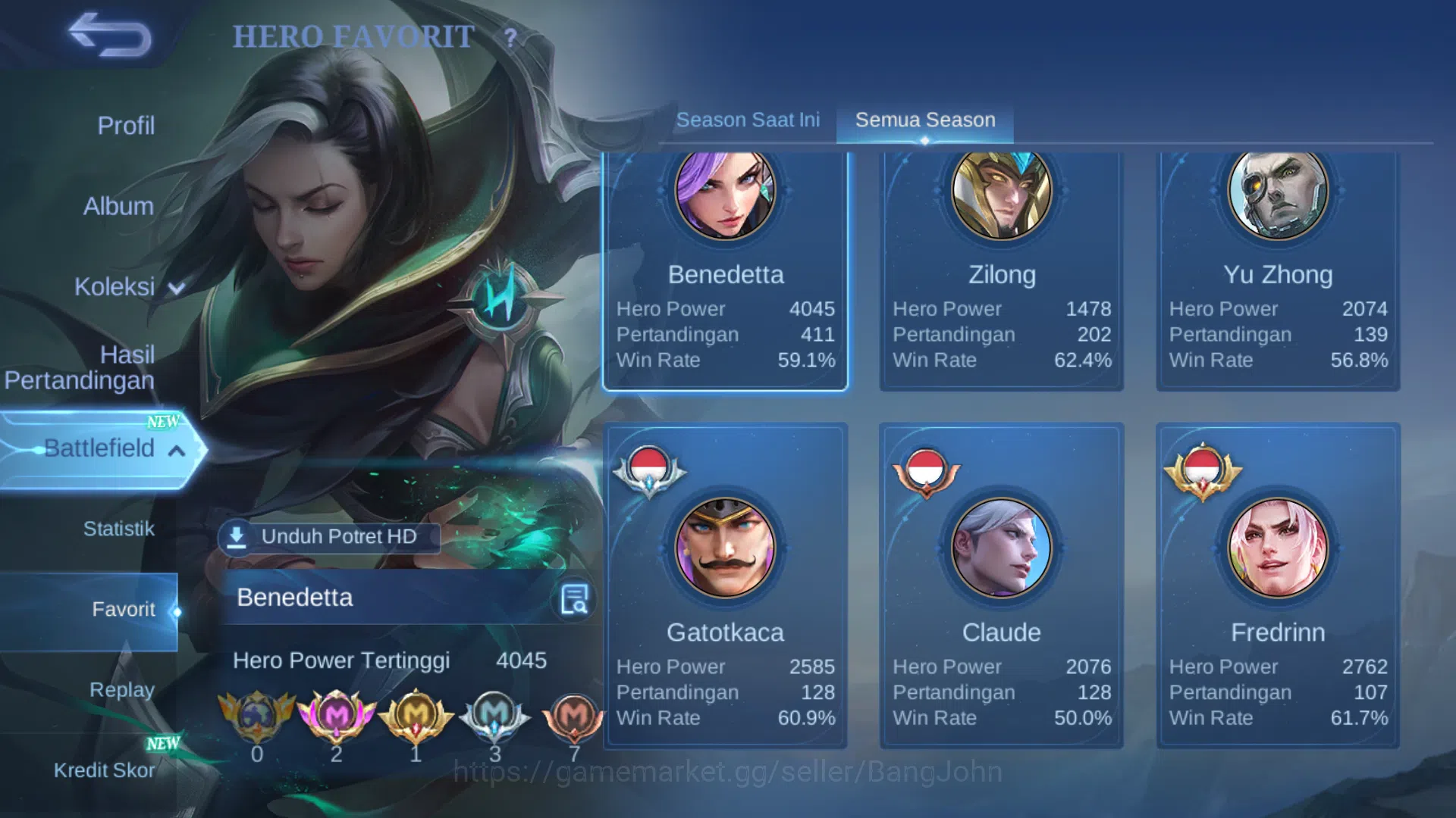 Mobile Legends: Bang Bang Accounts Others Hero 102 | cc jawhead | cc natalia | luckybox roger | lightborn tigreal | zodiac 17