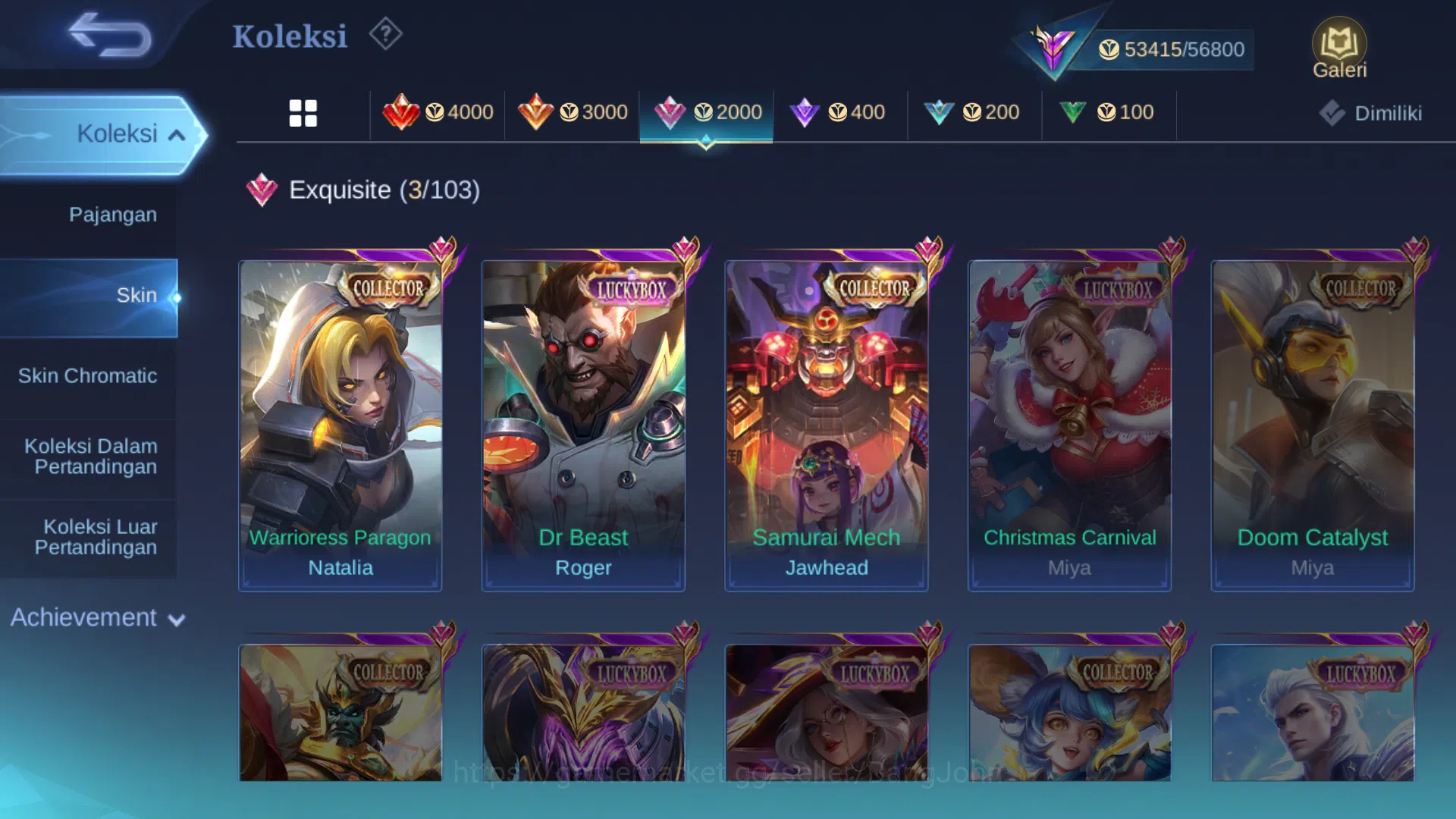 Mobile Legends: Bang Bang Accounts Others Hero 102 | cc jawhead | cc natalia | luckybox roger | lightborn tigreal | zodiac 5