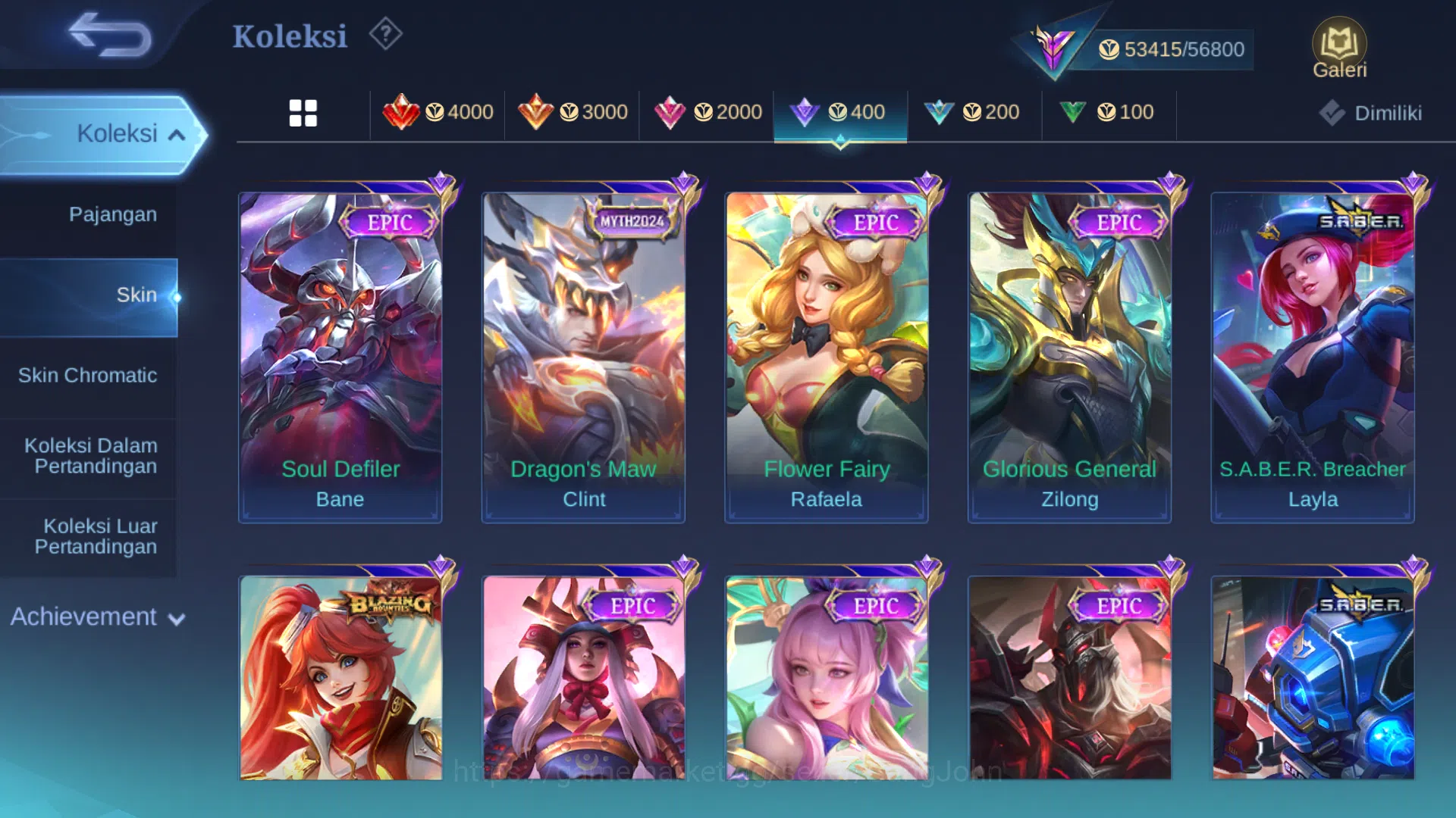 Mobile Legends: Bang Bang Accounts Others Hero 102 | cc jawhead | cc natalia | luckybox roger | lightborn tigreal | zodiac 7