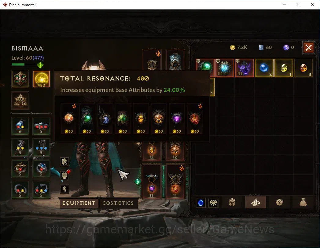 Diablo Immortal Accounts SA - Malah|Lv60(477)|Necromancer |35k CR|Reso 480| image 6
