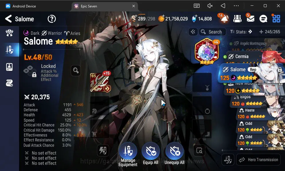 Epic Seven Accounts GLOBAL UNVERIF|9 ML(Salome,BArunka,LOT Scales,NM L image 3