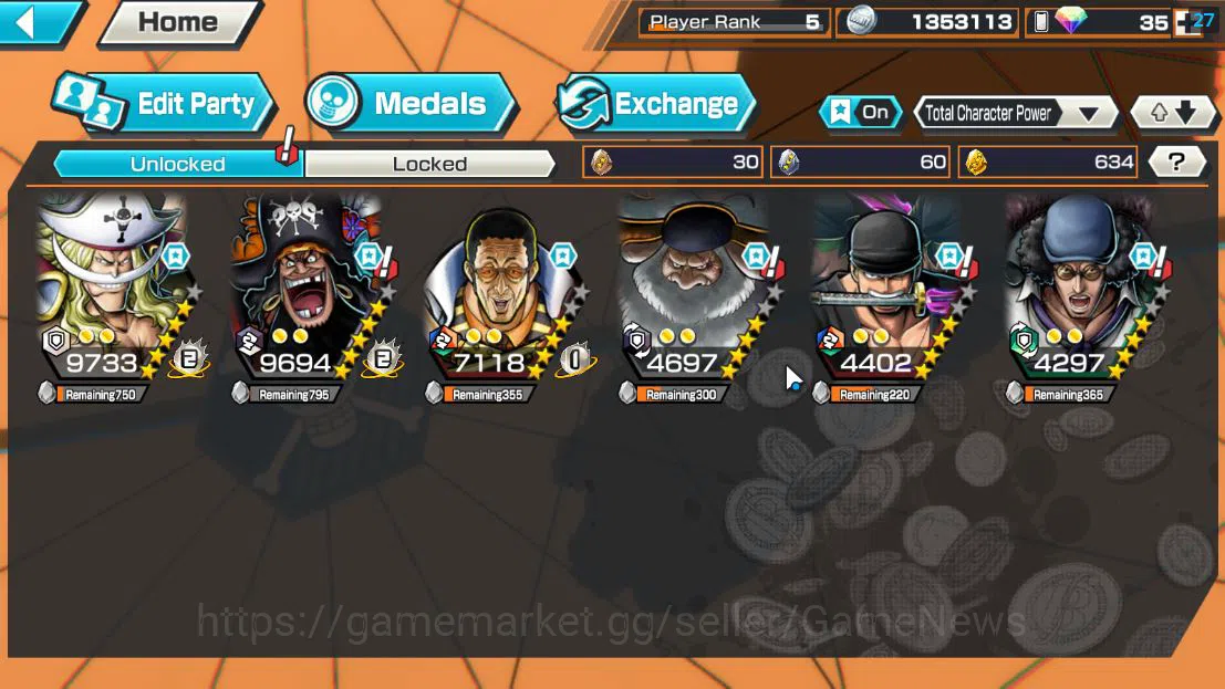One Piece Bounty Rush Accounts Global|6 EX| AMS[Borsalino],T5E St.Jaygarcia,T4E   image 4