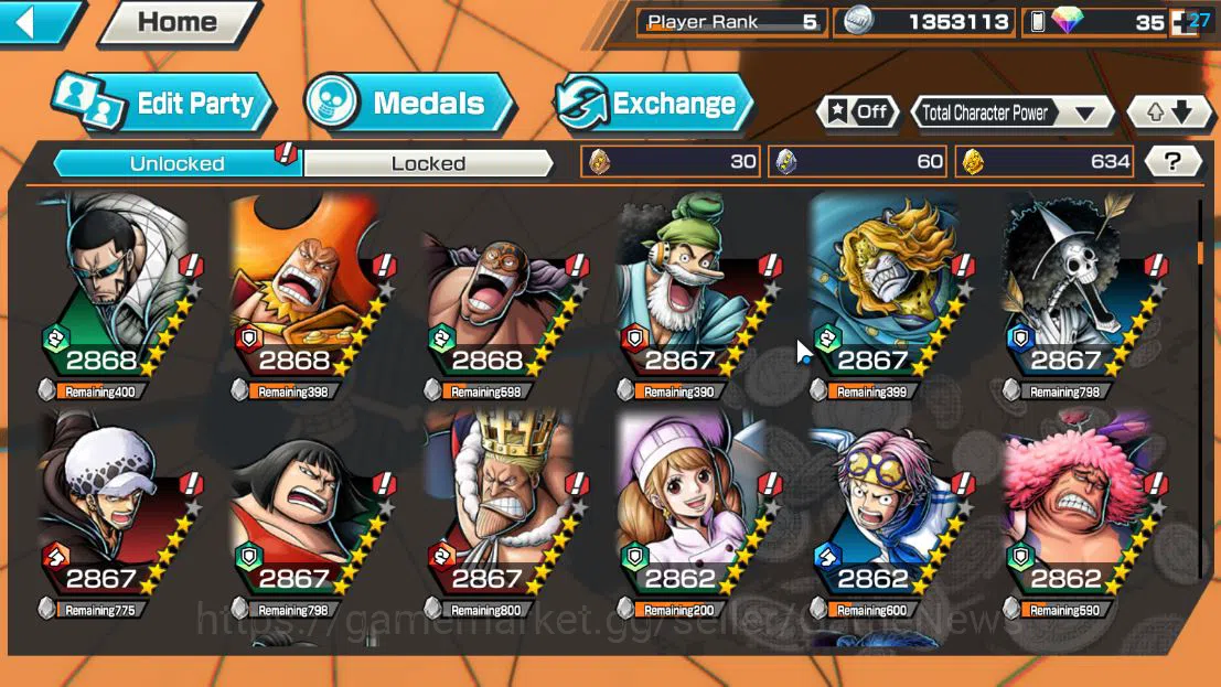 One Piece Bounty Rush Accounts Global|6 EX| AMS[Borsalino],T5E St.Jaygarcia,T4E   image 7