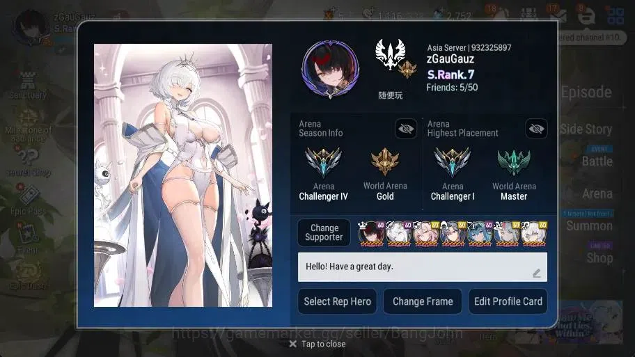 Epic Seven Accounts Mid-Tier Asia Unverif | 26 ML(Notos,BArunka,ROLight,Harseti,Salome,EWLudwing)| SS 2.7K |Stigma 392k| Log 1