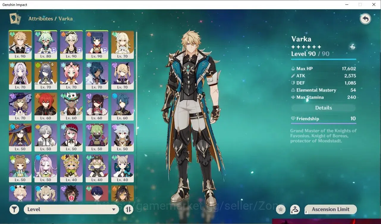 Genshin Impact Accounts Reroll ASIA|AR55|3limit (Varka,Citlali,Lauma 1*Wpn|charSTD 1