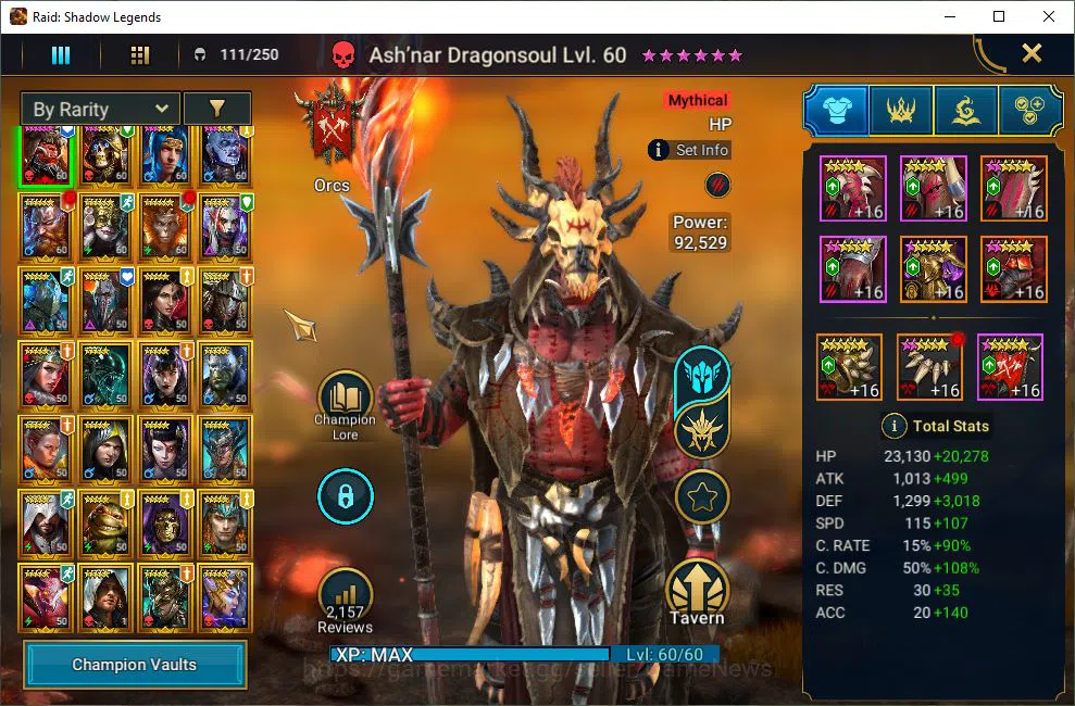 Raid: Shadow Legends Accounts Mid-Game Lv49 945K Power|1 Mythic(Ashnar)+28 3