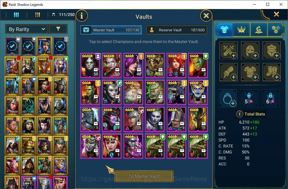 Raid: Shadow Legends Accounts Mid-Game Lv49 945K Power|1 Mythic(Ashnar)+28 5