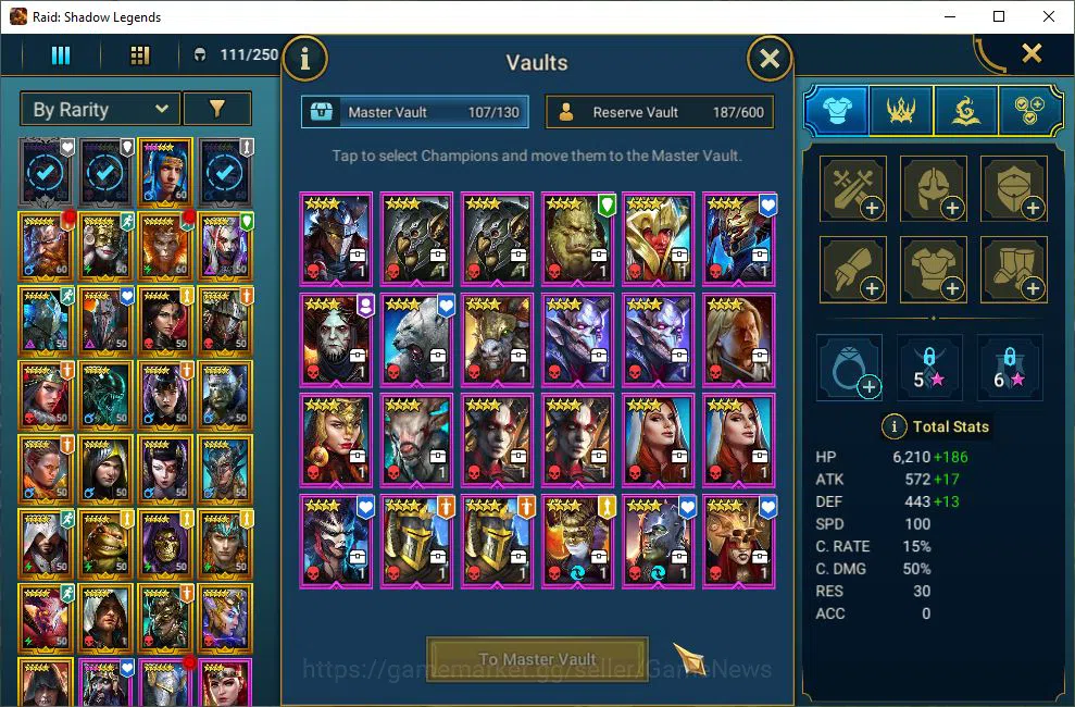 Raid: Shadow Legends Accounts Mid-Game Lv49 945K Power|1 Mythic(Ashnar)+28 6