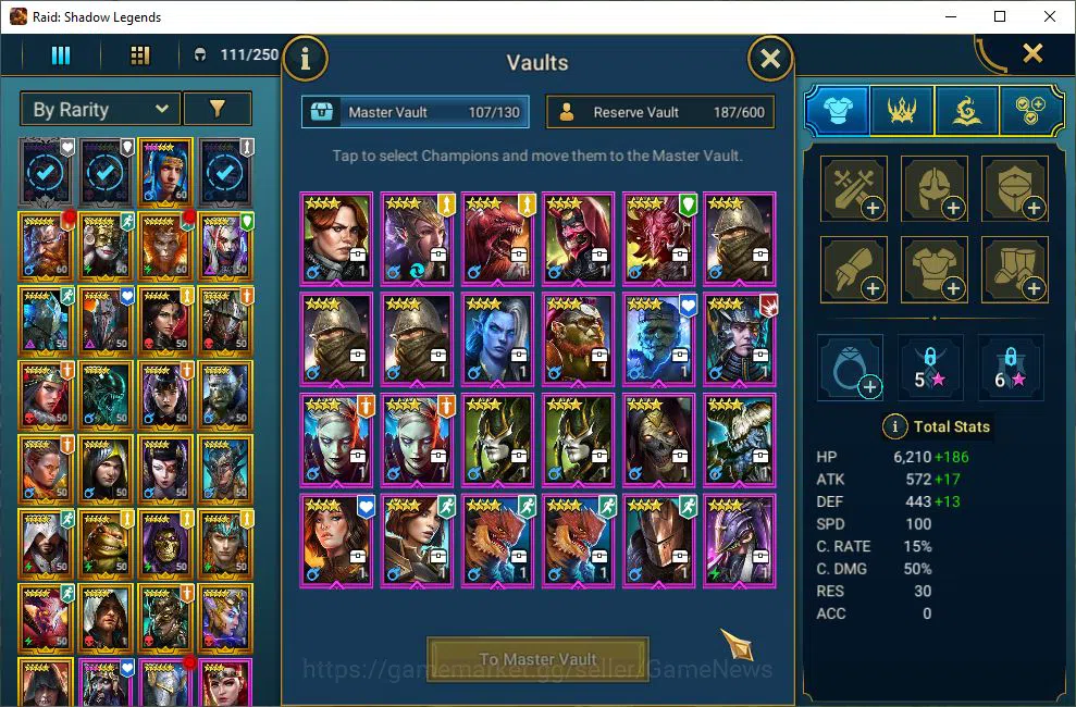 Raid: Shadow Legends Accounts Mid-Game Lv49 945K Power|1 Mythic(Ashnar)+28 7