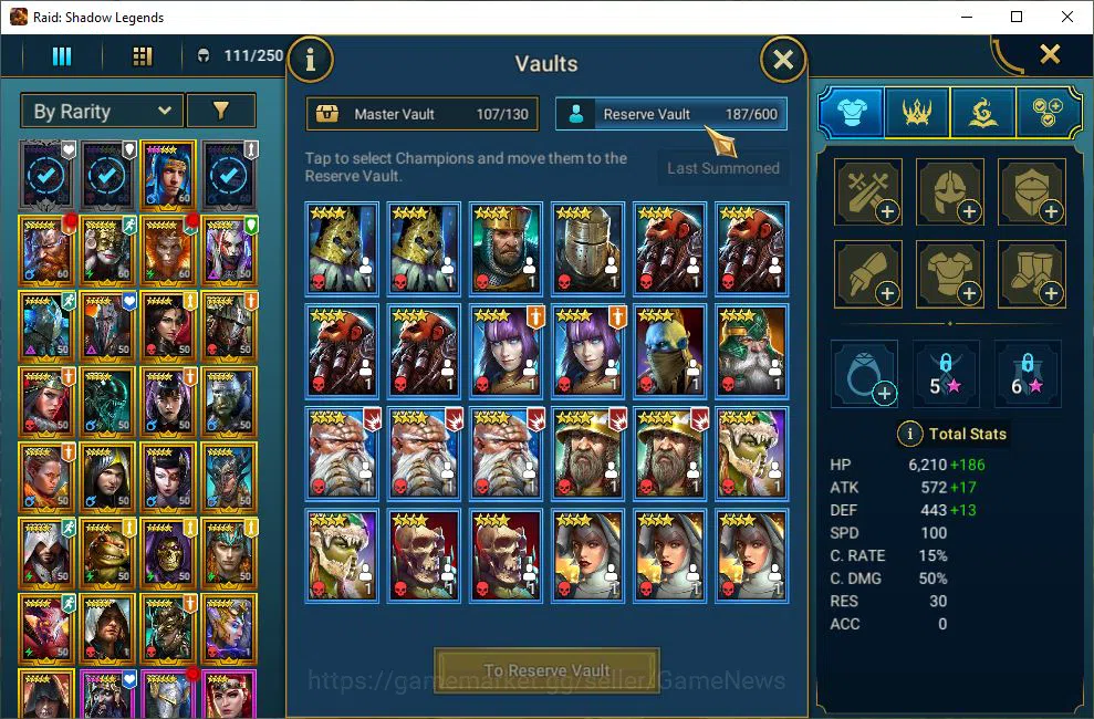 Raid: Shadow Legends Accounts Mid-Game Lv49 945K Power|1 Mythic(Ashnar)+28 9