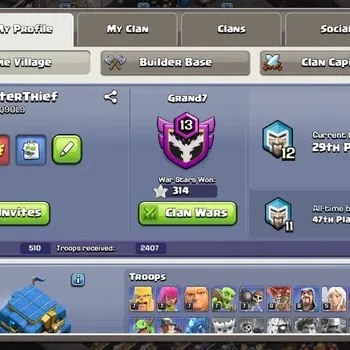Clash of Clans Accounts High-End TH12-BH9|Lv.117|BK53,AQ51,MP37,GW26|BM15,BC15|HH6|4 Legendary & 3 Gold Skins|1136