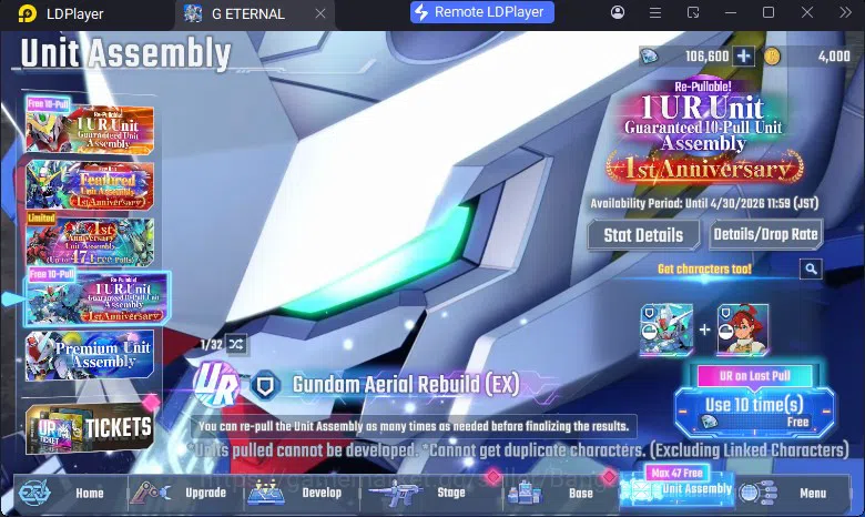 SD Gundam G Generation ETERNAL Accounts Global Rank 1 | FreshStory | 106+K Diamond, Selector Banner On, 8Gundam SSR+ 1Supp 4