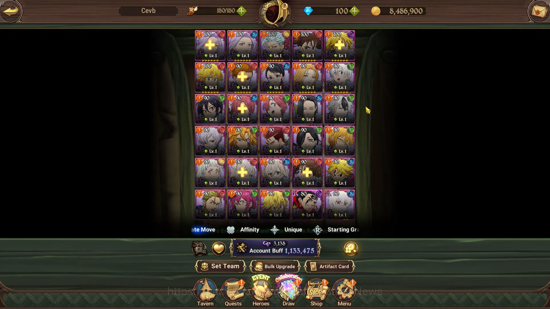 The Seven Deadly Sins: Grand Cross Accounts Midgame Global|1,1M CC|Starter Ch4|100 DM|3 UR+Collab Fire Force|Oppressor 3