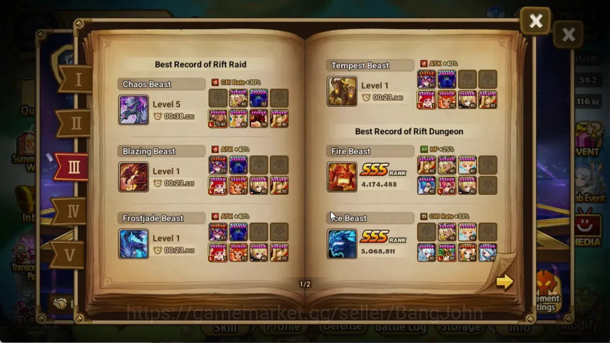 Summoners War: Sky Arena Accounts End-Game ASIA Lv100 2LND (Rick,Manannan)35 NB5 (Leo,Teshar,Liam,Ereshion,Seara,Oliver etc 12