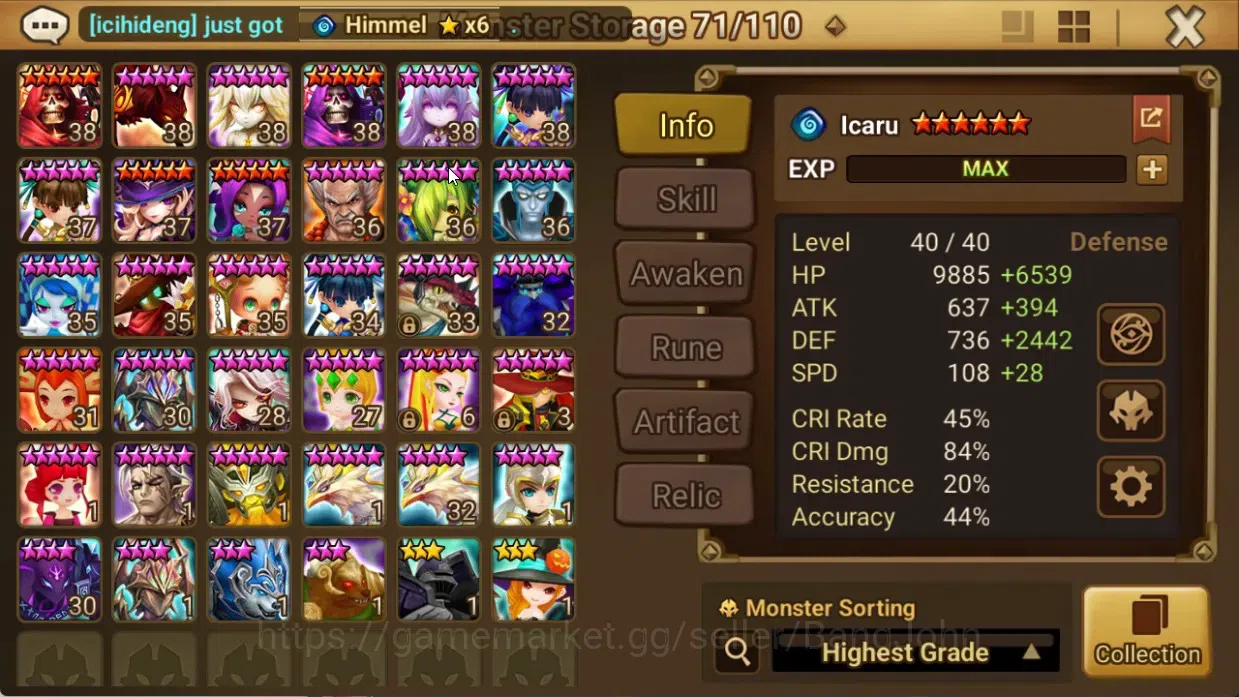 Summoners War: Sky Arena Accounts End-Game ASIA Lv100 2LND (Rick,Manannan)35 NB5 (Leo,Teshar,Liam,Ereshion,Seara,Oliver etc 6