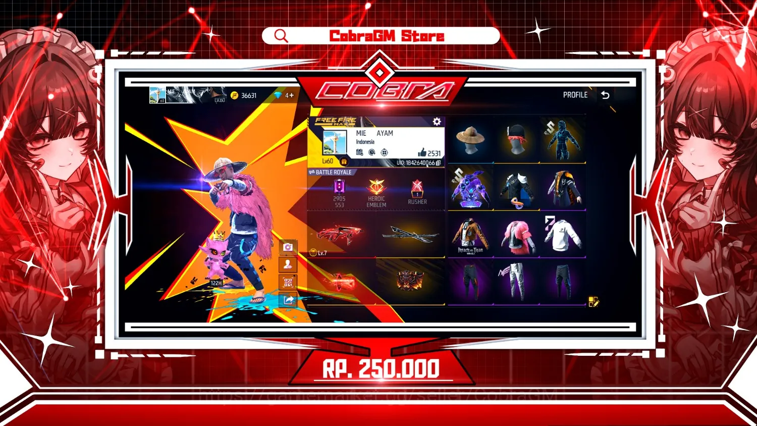 Free Fire Accounts Akun Free Fire Vault 216 - Evo 1 Max - Jerami - Cluber - Angel - Levi - Bunny - Sg Mamba 1