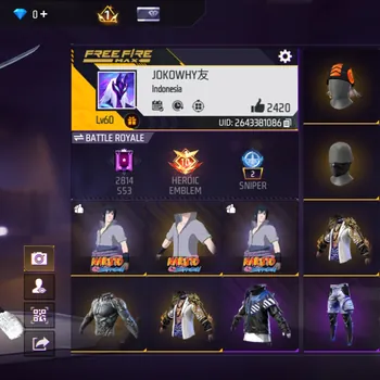 Free Fire Accounts POLOSAN IDAMAN - BUNDLE SASUKE - BUNDLE DRAGON MASTER - AK47 DRAGON - DANA PELAJAR