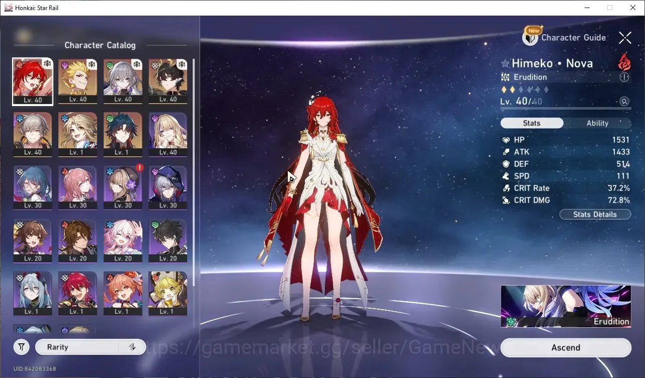 Honkai Star Rail Accounts Others ASIA|TL 30|4 Limited| Himeko Nova,DHPT,Gilgamesh,Blade +2 STD Char (Bronya & Yanqing) |Male 1