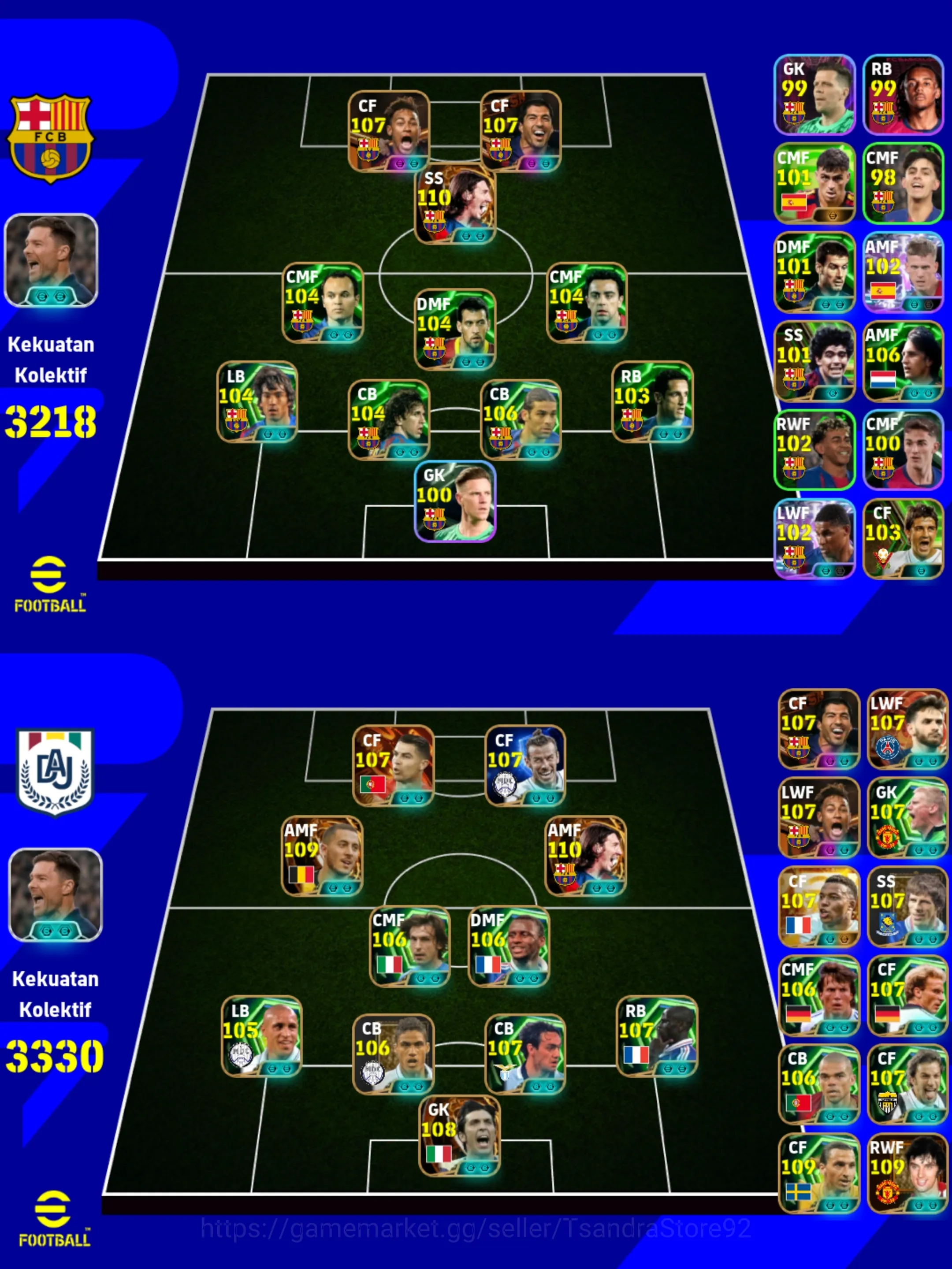 eFootball Accounts High-End 015-IN- Collective 3330 - 8 Manager - 13 Big Time -BT Blitz Messi X BT Trio MSN Complete X BT 1