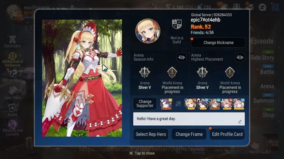 Epic Seven Accounts GLOBAL Unverif|New Era|6 ML(Imperyn Ilynav,SE Celi image 2