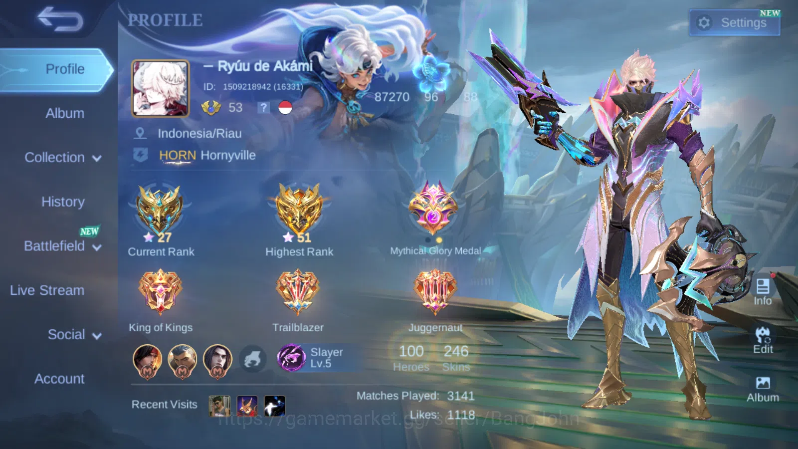Mobile Legends: Bang Bang Accounts Hero 100 | Skin 246 | Ducati Benedetta | Prime Cla image 1