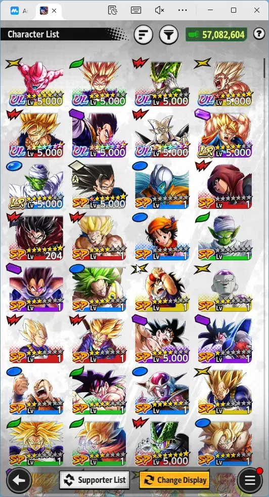 Dragon Ball Legends Accounts High-End Android|Lvl 161|57M Total Power|12 CC|2 LR|7 UL|LR S Vegito,FWK Piccolo|UL SS Goku,SS2 19