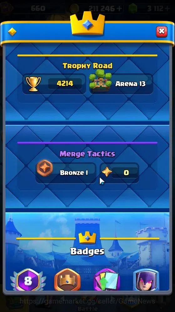 Clash Royale Accounts KTL 10|Trophy 3212|Card 52|1 Hero 3 EVO 10 Epic 20 image 3