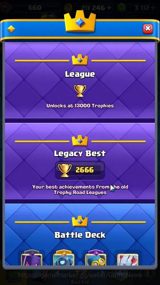 Clash Royale Accounts KTL 10|Trophy 3212|Card 52|1 Hero 3 EVO 10 Epic 20 image 5