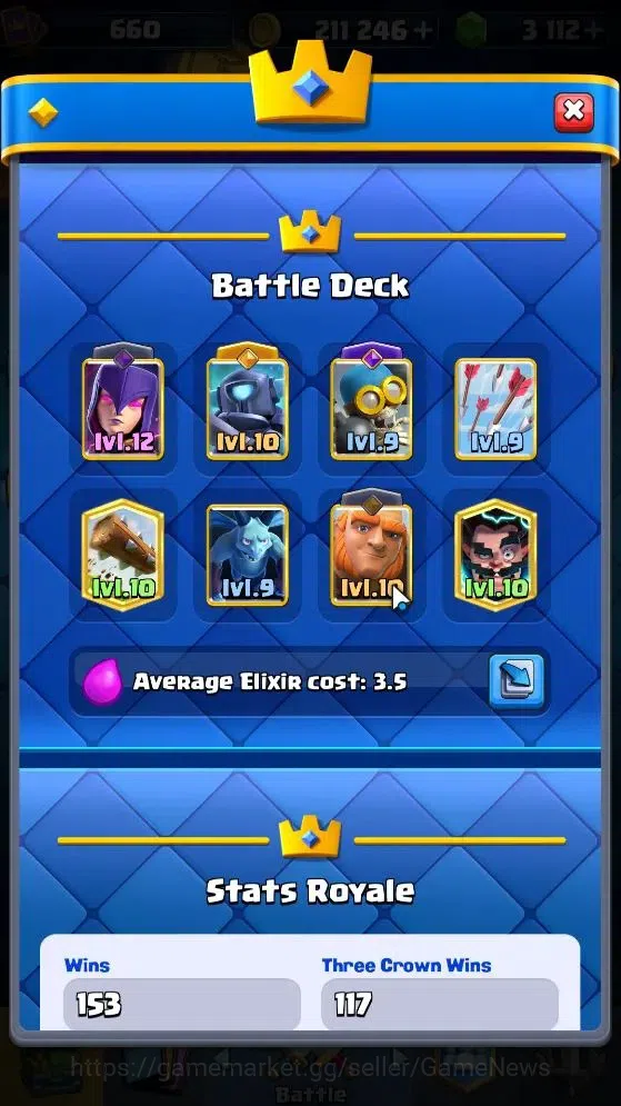 Clash Royale Accounts KTL 10|Trophy 3212|Card 52|1 Hero 3 EVO 10 Epic 20 image 6