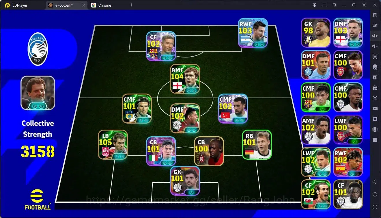 eFootball Accounts High-End Mobile |PW 3158|Bigtime Forlan|Epic Lahm,Scholes,Gerrard,Rijkaard,Bale Etc|SHW Messi,Kökçü,Yamal 1