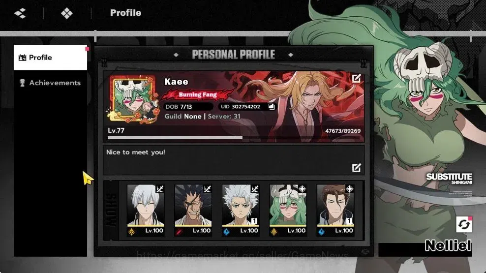 BLEACH: Soul Resonance Accounts NuverseSEA|LV 77|15 SSR [AizenB1,ToshiroB1,Gin,May image 1