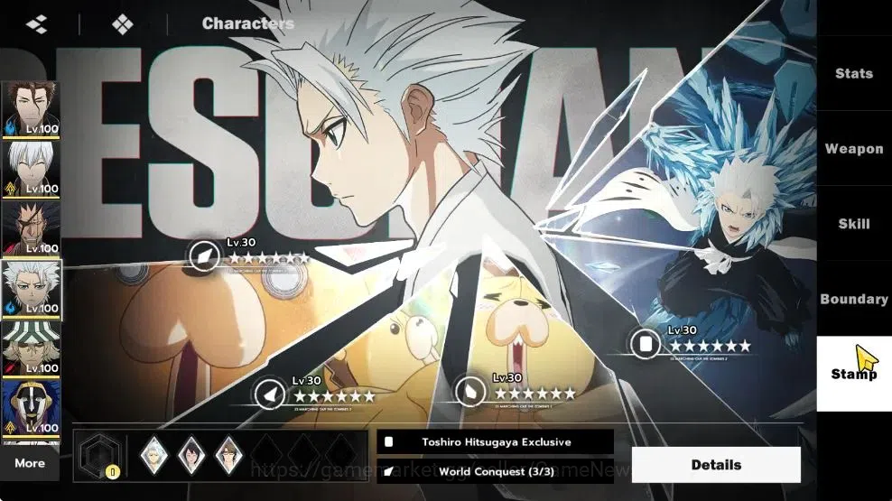 BLEACH: Soul Resonance Accounts NuverseSEA|LV 77|15 SSR [AizenB1,ToshiroB1,Gin,May image 16