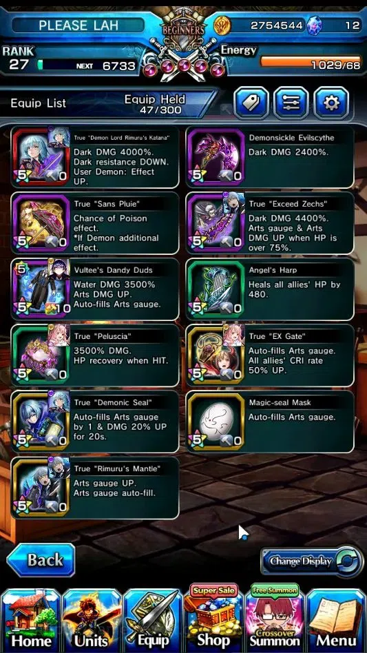 Grand Summoners Accounts Mid-Game Global|Rank 27|7 Ascend 2 TW|(DL Rimuru,DLS Rimuru)+TW,2x Diablo,Shuna,CF Milim,Canaria,G 6