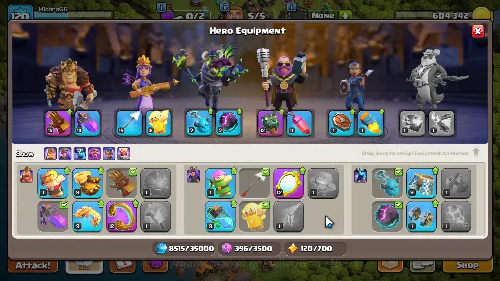 Clash of Clans Accounts High-End LV 120|TH 13-BH 6|HH 7|LimitedSkin|BK 50 AQ 50 GW 23 MP 50 RC 16 BM 4 |1001 Gems|CN 12