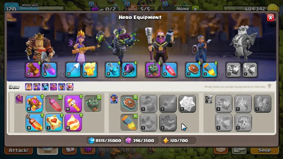 Clash of Clans Accounts High-End LV 120|TH 13-BH 6|HH 7|LimitedSkin|BK 50 AQ 50 GW 23 MP 50 RC 16 BM 4 |1001 Gems|CN 13