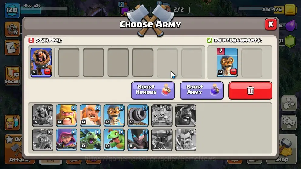 Clash of Clans Accounts High-End LV 120|TH 13-BH 6|HH 7|LimitedSkin|BK 50 AQ 50 GW 23 MP 50 RC 16 BM 4 |1001 Gems|CN 17