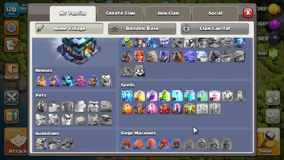 Clash of Clans Accounts High-End LV 120|TH 13-BH 6|HH 7|LimitedSkin|BK 50 AQ 50 GW 23 MP 50 RC 16 BM 4 |1001 Gems|CN 3