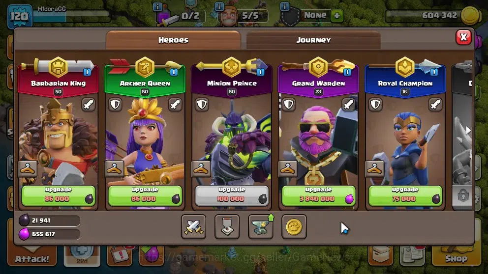 Clash of Clans Accounts High-End LV 120|TH 13-BH 6|HH 7|LimitedSkin|BK 50 AQ 50 GW 23 MP 50 RC 16 BM 4 |1001 Gems|CN 7