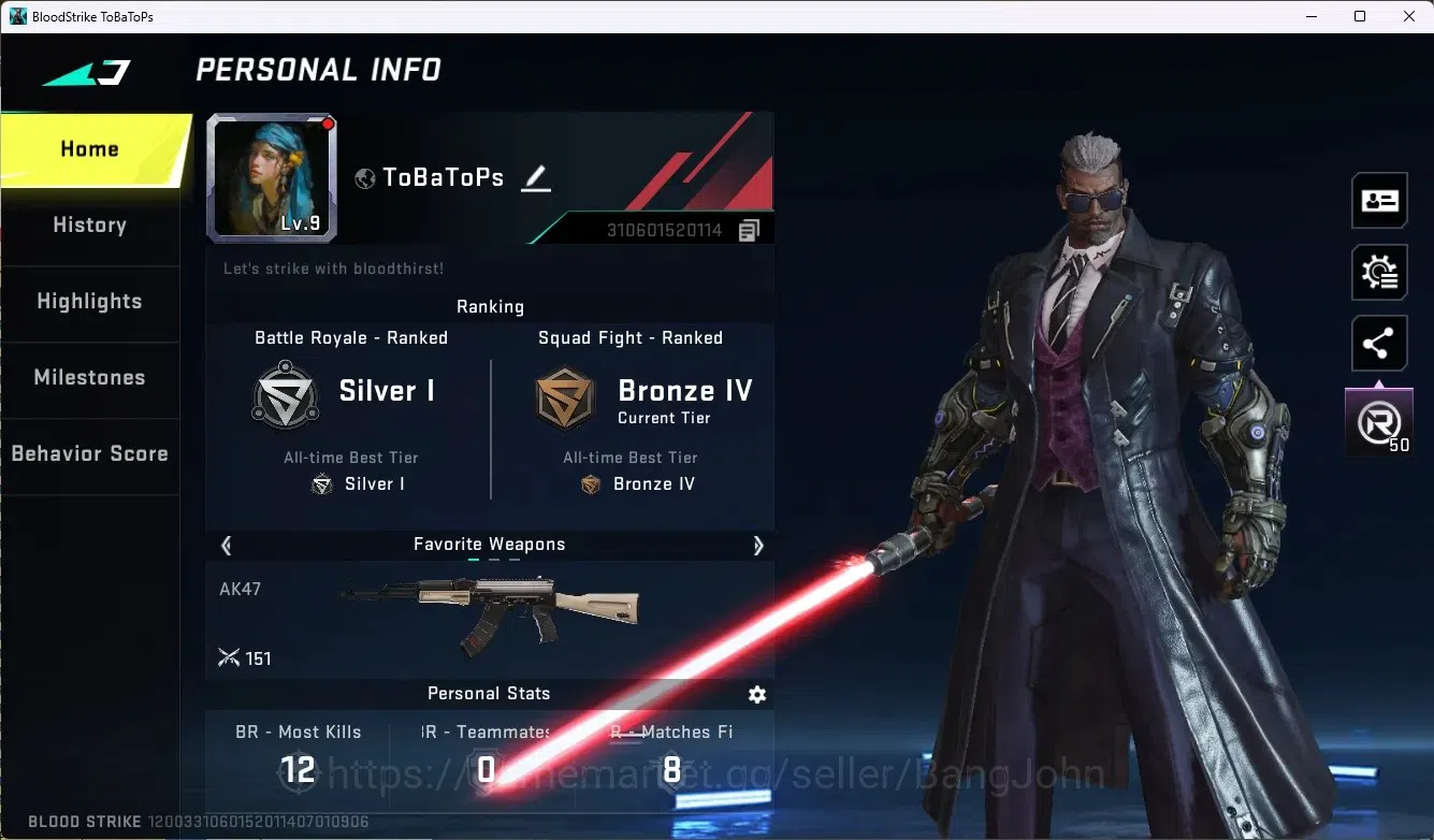 Blood Strike Accounts ASIA|Ultra Melee Lightblade - Dark Force|Ultra M70 image 1
