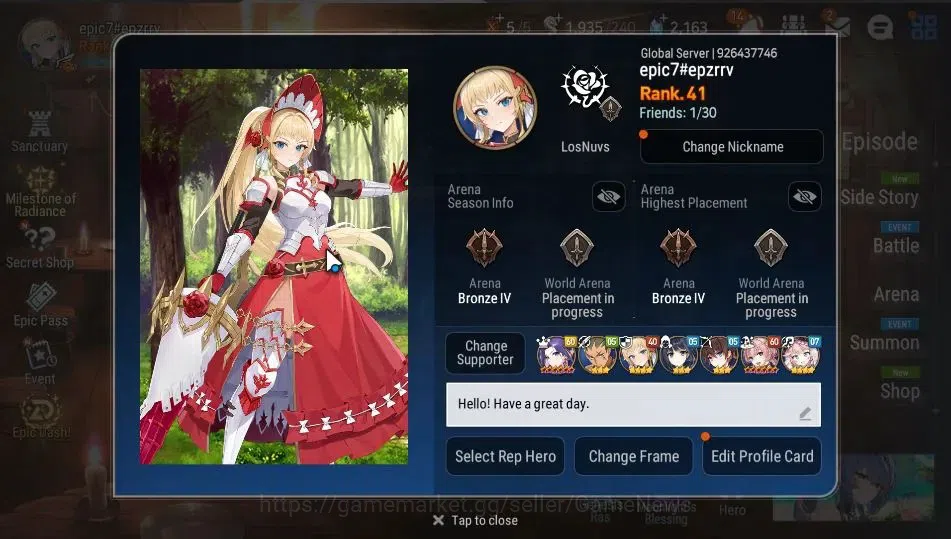 Epic Seven Accounts ASIA UnVerif|4 ML(BHwayoung,Straze,US Chouxm,EW Lu image 2